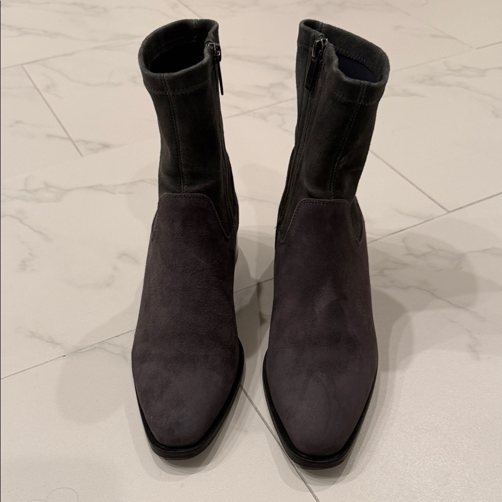 Aquatalia Suede Dark Gray Ankle Boots, size 10